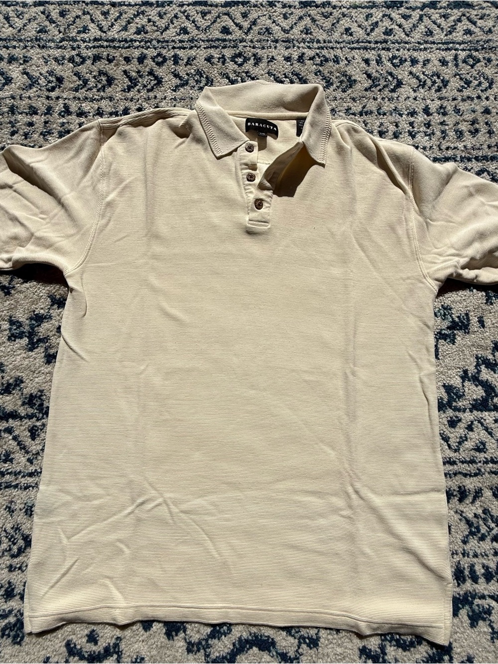 Parachute Men's Light Cream Polo with Three-Button Placket